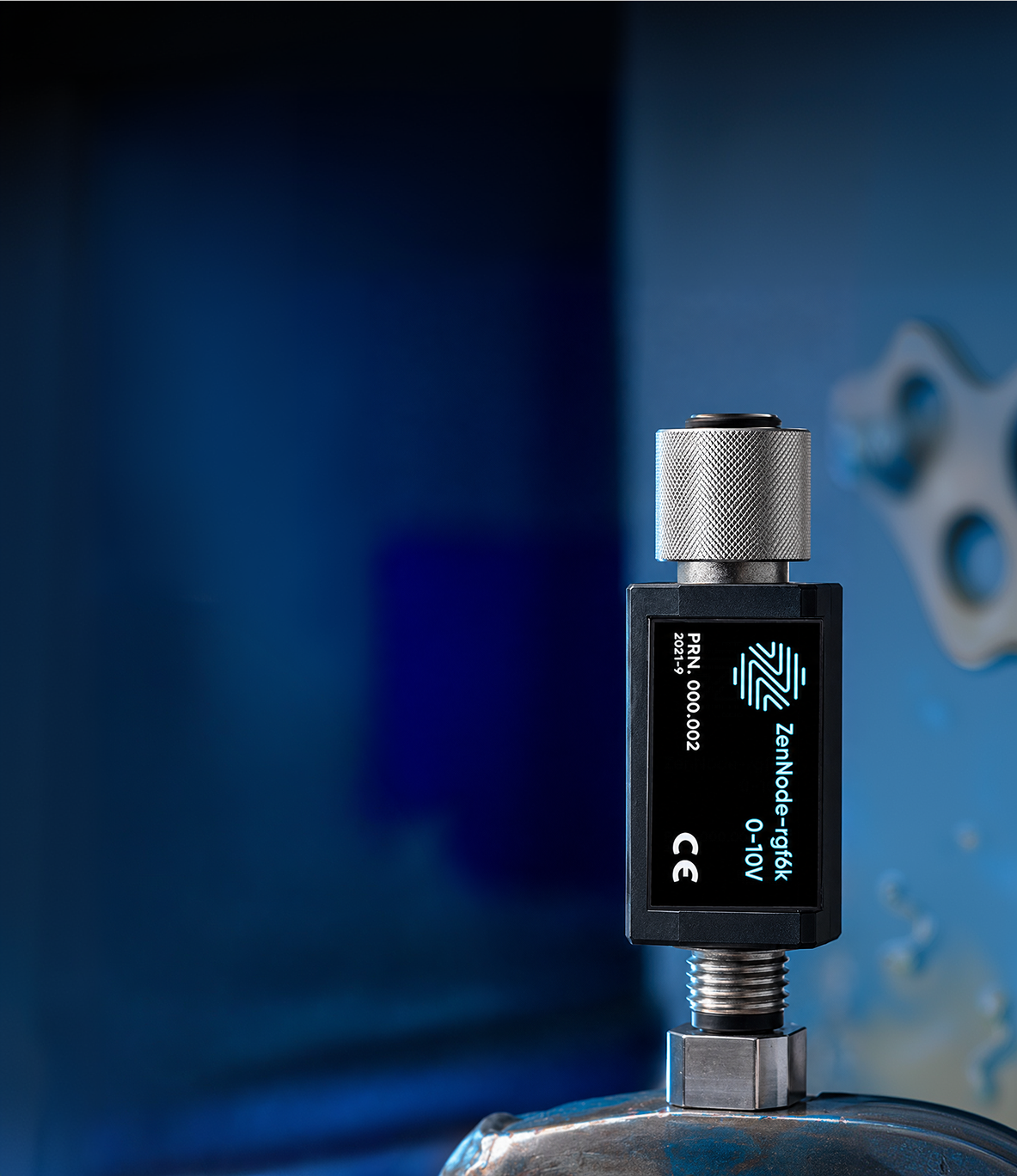 Sensor ZentNode instalado em uma máquina industrial